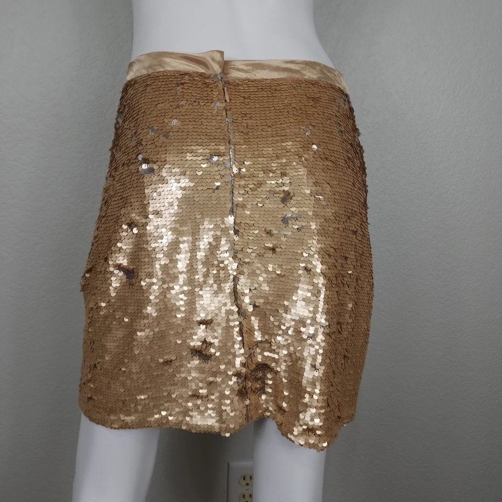Candela Gold Sequin A- line Skirt Size M